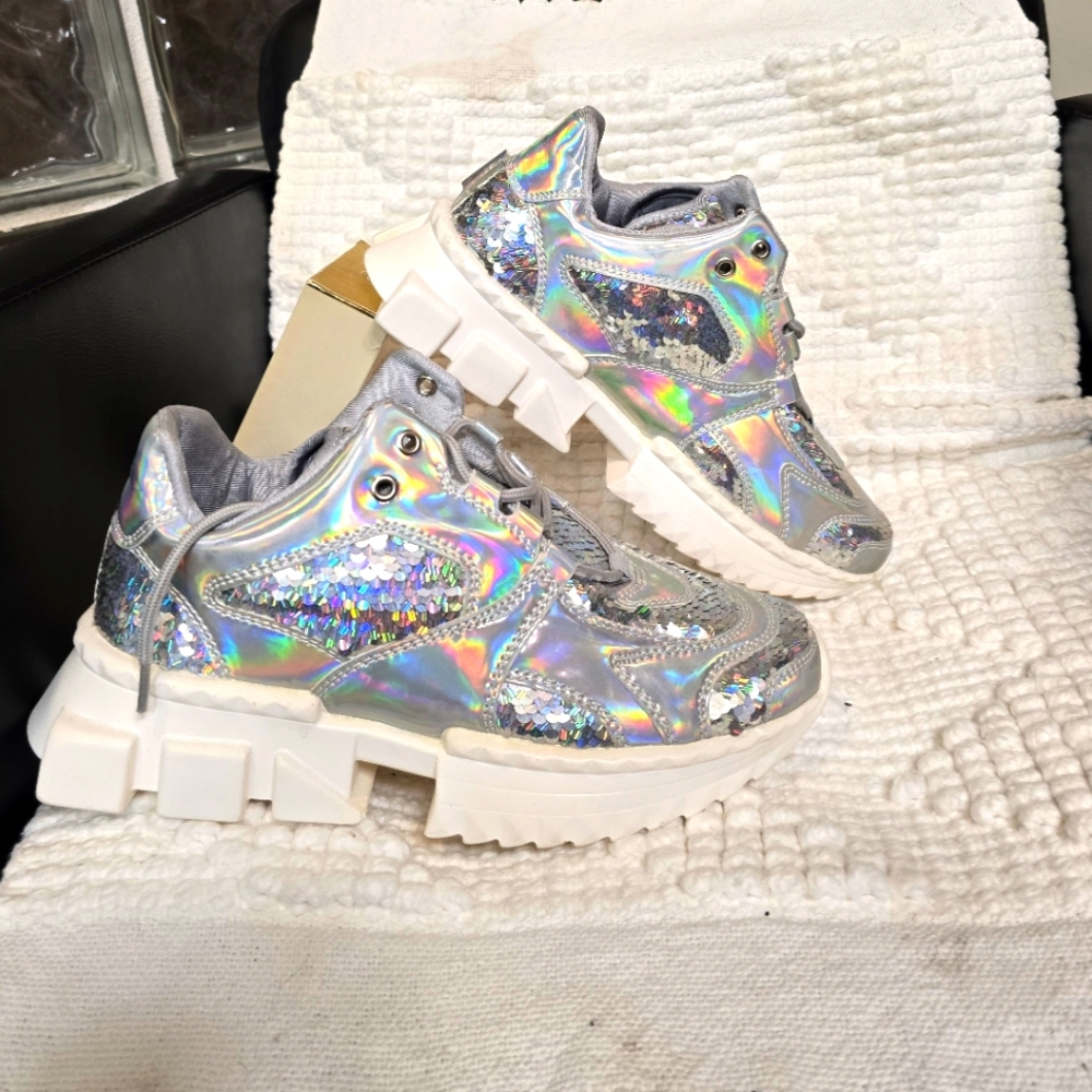 SoReal Holographic Chrome Chunky Sneakers